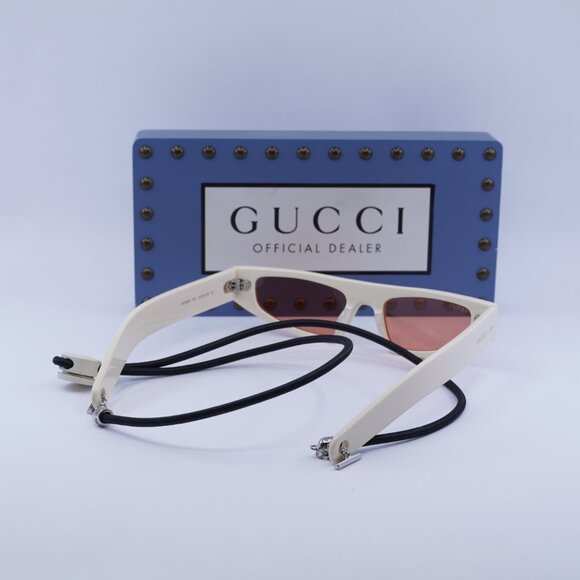 Gucci GG1634S 007 Cat Eye Sunglasses - Ivory with Black Cord/Red - Picture 10 of 11